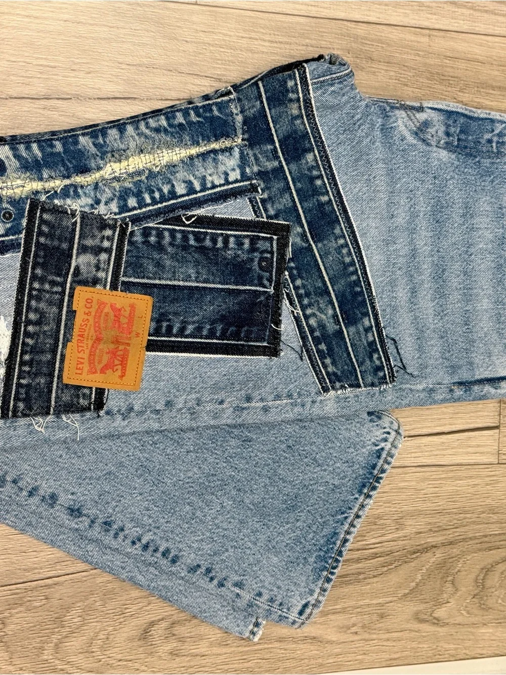 NWOT Levi's Light Blue Jeans with Dark Blue Patchwork